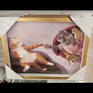 CAROL LEW CATS “the Creation" Portrait Gold FRAMED ART CANVAS Print 11x14